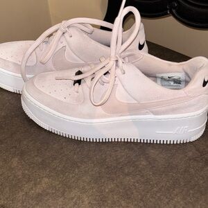 Nike Women's Soft Pink and White Sneakers